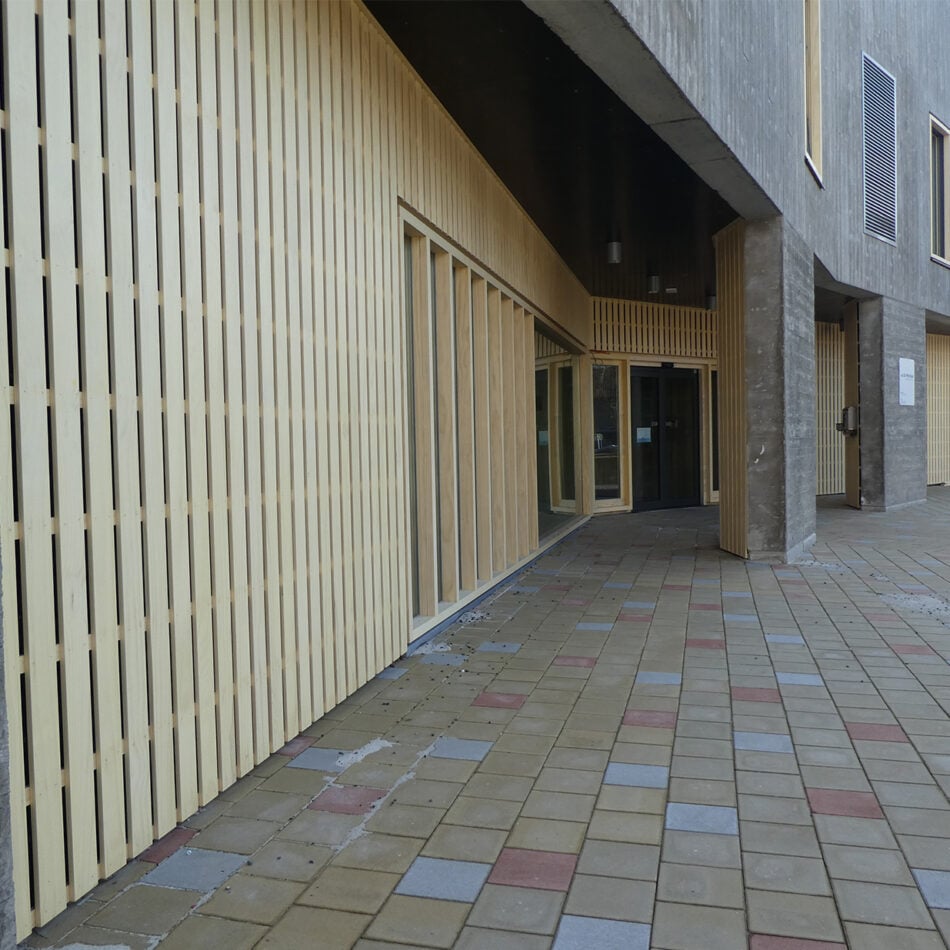 Accoya wooden frames, doors and part of the cladding selected as the material of choice