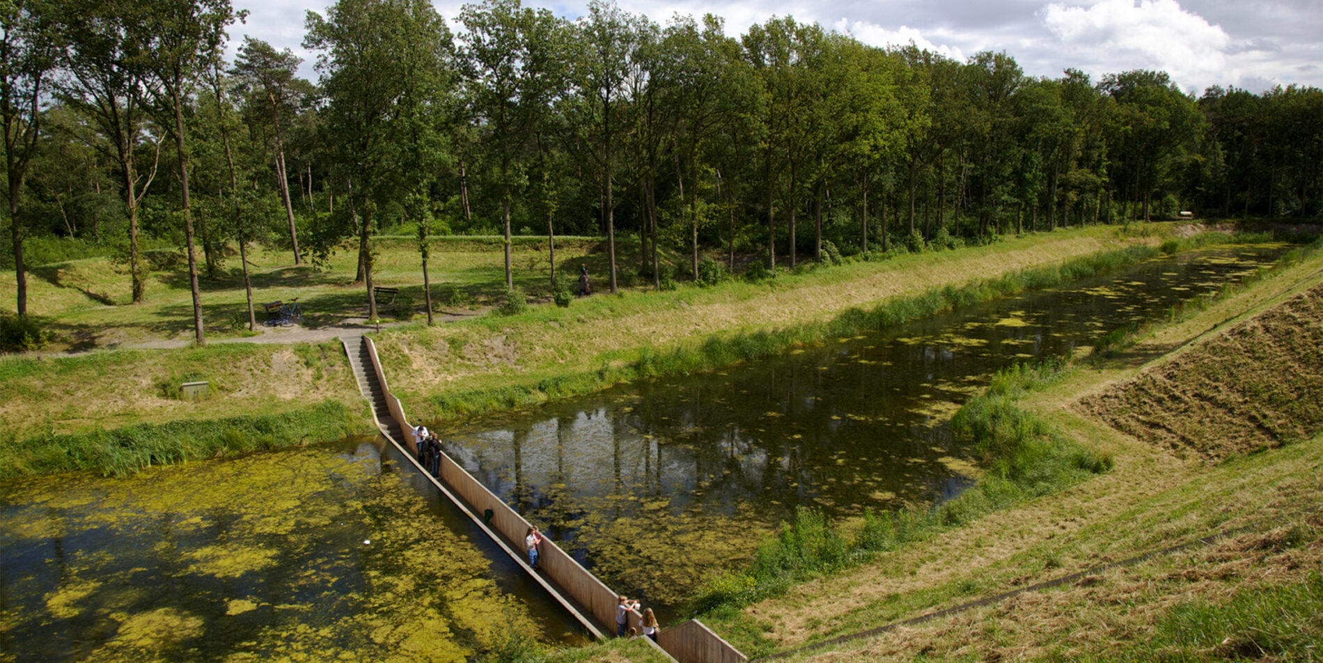 Full width image of Moses bridge, the Netherlands. 