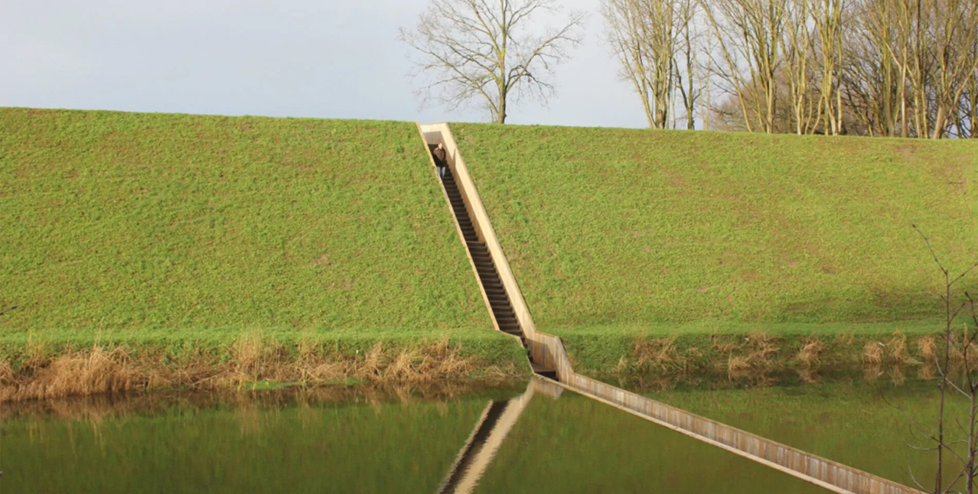 Moses bridge with water either side