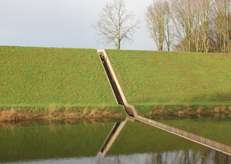Moses bridge with water either side