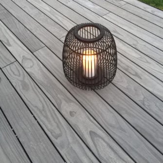Accoya Color Gray Decking with candle lantern - square