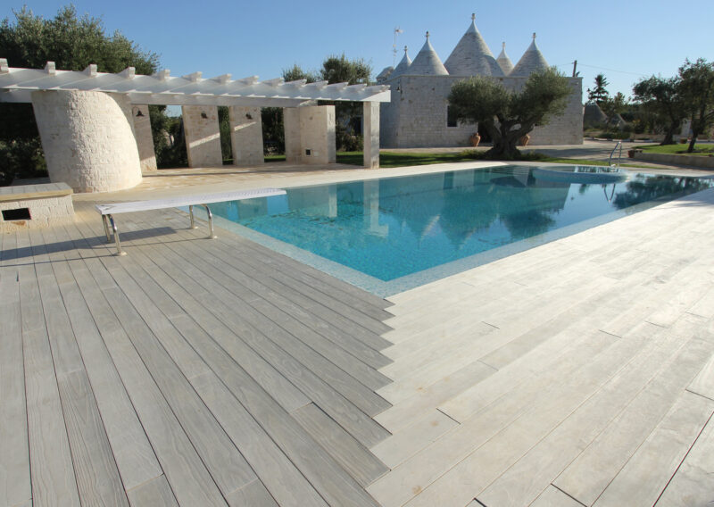 wood deck and swimming pool italy