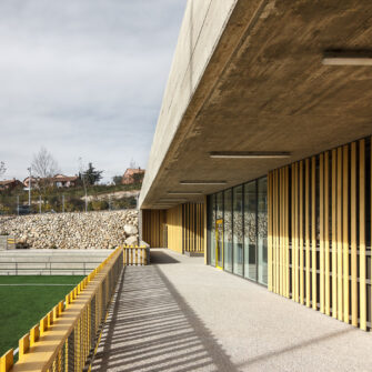 Accoya facade and railing-Antonio Martin sports ground-Grupo Gamiz