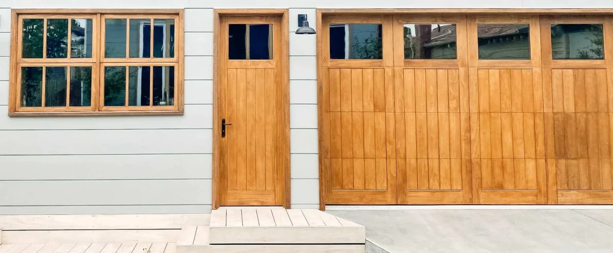 accoya wooden front and garage door