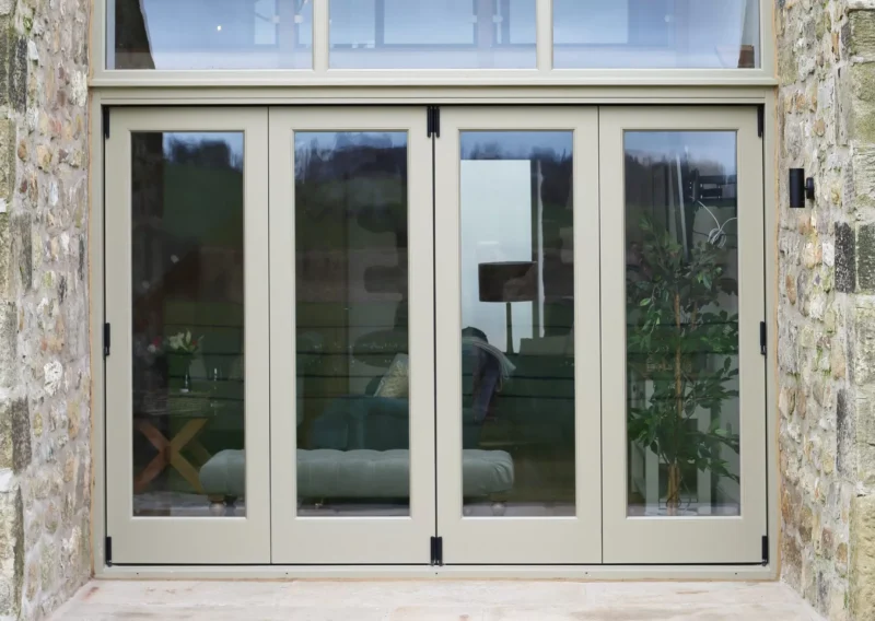wooden bifold doors closed