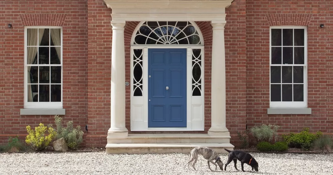 Blue wooden front door Accoya
