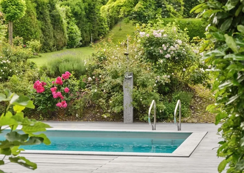 grey pool decking
