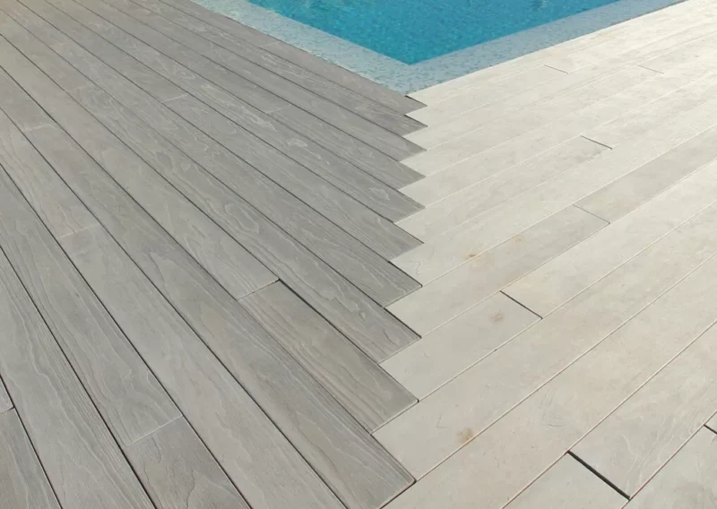 Swimming pool with Accoya wood decking and pool surround