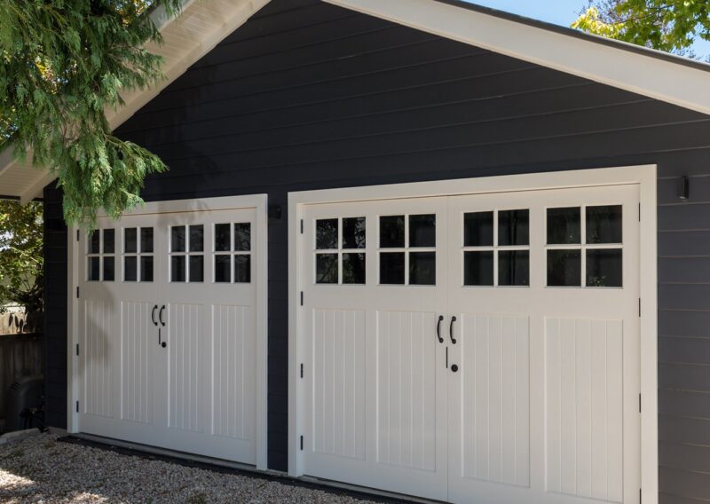 wooden garage doors white